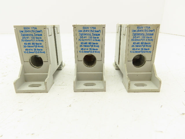 Ferraz Shawmut FSPDB1C Power Distribution Block 600V 175A Line 2/0-#14 Lot of 3