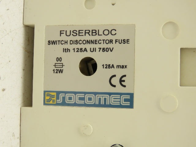 Socomec Combination Switch Fuseblock Disconnect Handle 125A 690V 100A Fuses