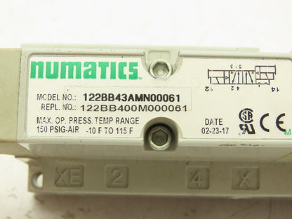 Numatics 122BB43AMN00061 Solenoid Valve Manifold 24VDC 150PSI
