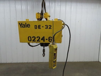 Yale KEL Electric Chain Hoist 1/2 Ton 16 FPM 9' Lift 110 Volt Manual Trolley