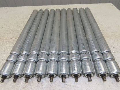 1.9" Conveyor Roller 24"BF Double Groove O-Ring Galvanized Steel  Lot of 10