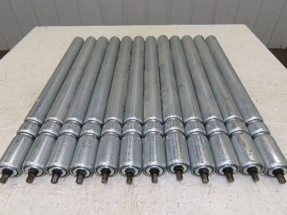 1.9" Conveyor Roller 24"BF Double Groove O-Ring Galvanized Steel  Lot of 12