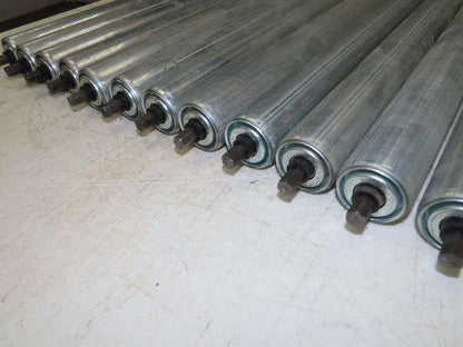 1.9" Conveyor Roller 24"BF Double Groove O-Ring Galvanized Steel  Lot of 12
