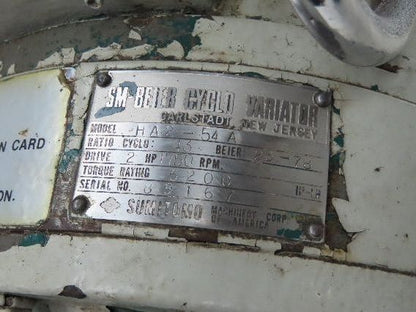 SM-Beier 2AY54 Cyclo Variator Variable Speed Gear Box Drive 2Hp Input 43:1 Ratio