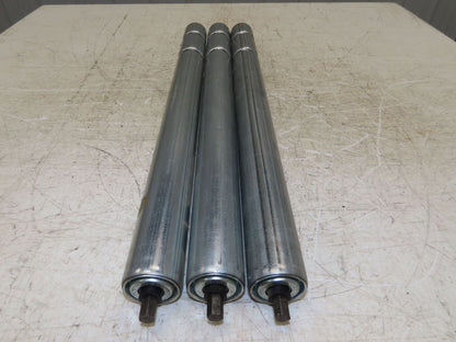 1.9" Conveyor Roller 24"BF Double Groove O-Ring Galvanized Steel  Lot of 3