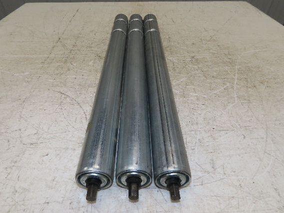 1.9" Conveyor Roller 24"BF Double Groove O-Ring Galvanized Steel  Lot of 3