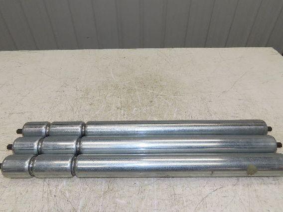 1.9" Conveyor Roller 24"BF Double Groove O-Ring Galvanized Steel  Lot of 3