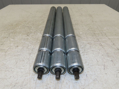 1.9" Conveyor Roller 24"BF Double Groove O-Ring Galvanized Steel  Lot of 3