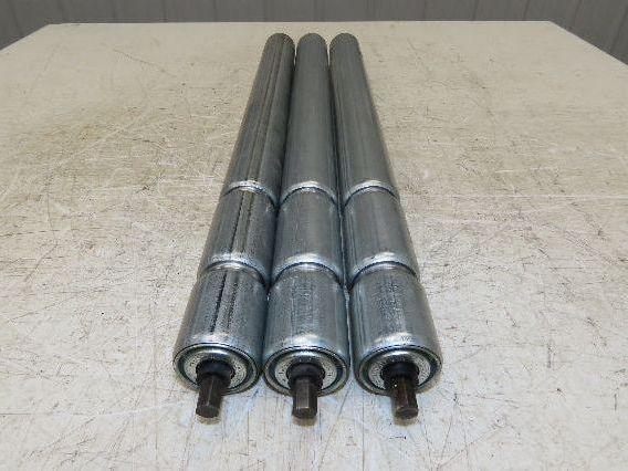 1.9" Conveyor Roller 24"BF Double Groove O-Ring Galvanized Steel  Lot of 3