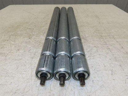1.9" Conveyor Roller 24"BF Double Groove O-Ring Galvanized Steel  Lot of 3