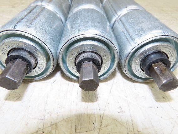 1.9" Conveyor Roller 24"BF Double Groove O-Ring Galvanized Steel  Lot of 3