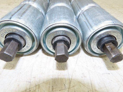 1.9" Conveyor Roller 24"BF Double Groove O-Ring Galvanized Steel  Lot of 3