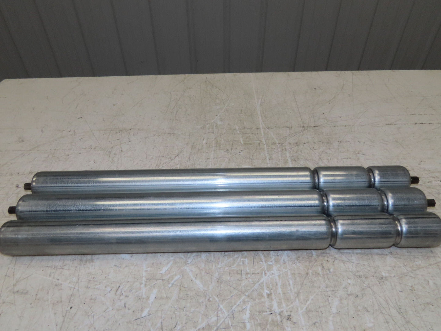 1.9" Conveyor Roller 24"BF Double Groove O-Ring Galvanized Steel  Lot of 3