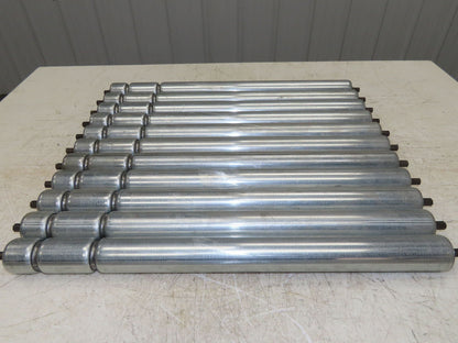 1.9" Conveyor Roller 24"BF Double Groove O-Ring Galvanized Steel  Lot of 11