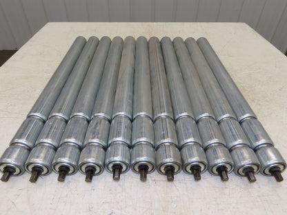 1.9" Conveyor Roller 24"BF Double Groove O-Ring Galvanized Steel  Lot of 11