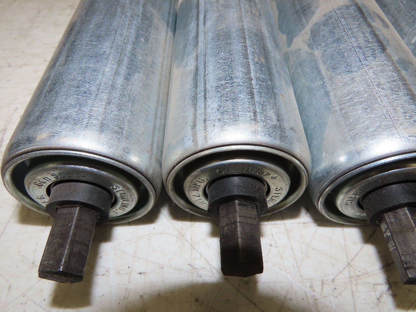 1.9" Conveyor Roller 24"BF Double Groove O-Ring Galvanized Steel  Lot of 11