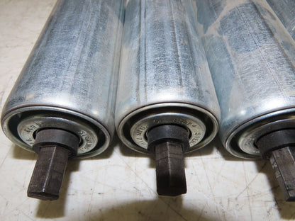 1.9" Conveyor Roller 24"BF Double Groove O-Ring Galvanized Steel  Lot of 11