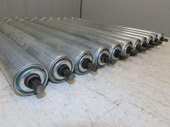 1.9" Conveyor Roller 24"BF Double Groove O-Ring Galvanized Steel  Lot of 11