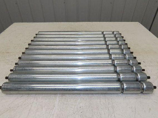 1.9" Conveyor Roller 24"BF Double Groove O-Ring Galvanized Steel  Lot of 11