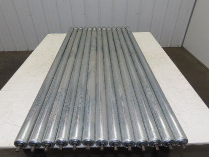 1.9" Conveyor Roller 52"BF Double Groove O-Ring Galvanized Steel  Lot of 13