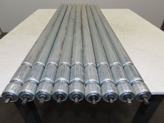 1.9" Conveyor Roller 52"BF Double Groove O-Ring Galvanized Steel  Lot of 9
