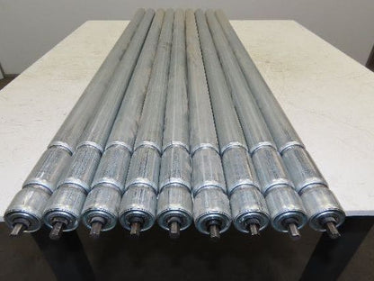 1.9" Conveyor Roller 52"BF Double Groove O-Ring Galvanized Steel  Lot of 9