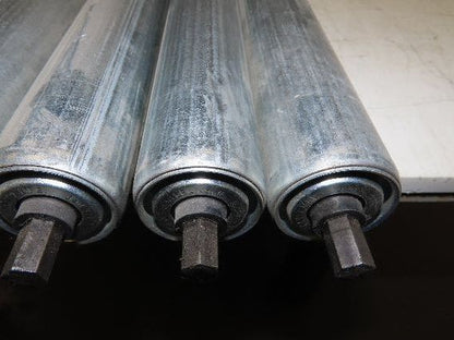 1.9" Conveyor Roller 52"BF Double Groove O-Ring Galvanized Steel  Lot of 9