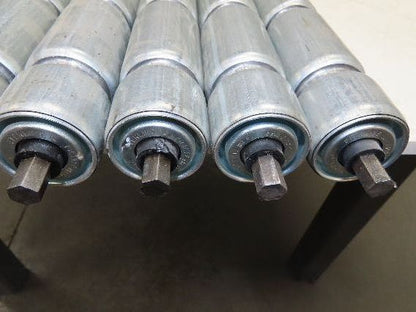 1.9" Conveyor Roller 52"BF Double Groove O-Ring Galvanized Steel  Lot of 9