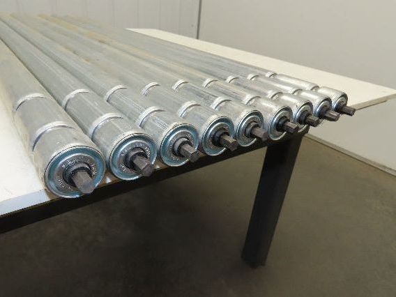 1.9" Conveyor Roller 52"BF Double Groove O-Ring Galvanized Steel  Lot of 9