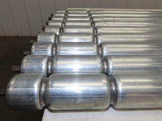 1.9" Conveyor Roller 52"BF Double Groove O-Ring Galvanized Steel  Lot of 9