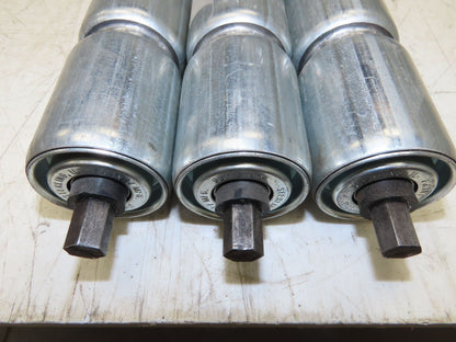 1.9" Conveyor Roller 52"BF Double Groove O-Ring Galvanized Steel  Lot of 3
