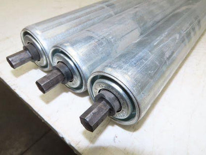 1.9" Conveyor Roller 52"BF Double Groove O-Ring Galvanized Steel  Lot of 3