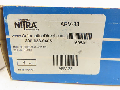 Nitra ARV-33 Pneumatic Shut-Off Relief Valve 3/8" NPT Lot of 2