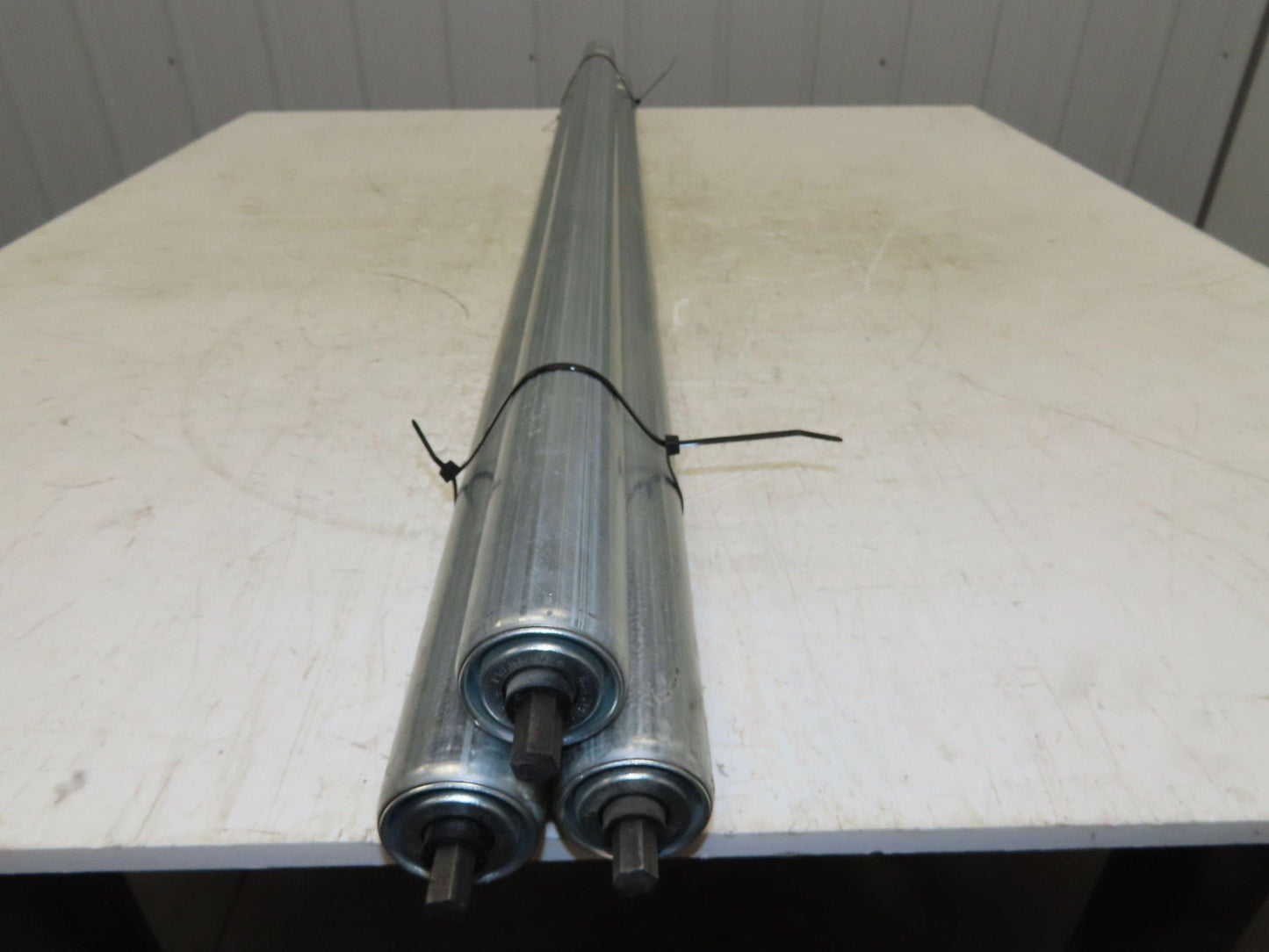 1.9" Conveyor Roller 50"BF Double Groove O-Ring Galvanized Steel  Lot of 3