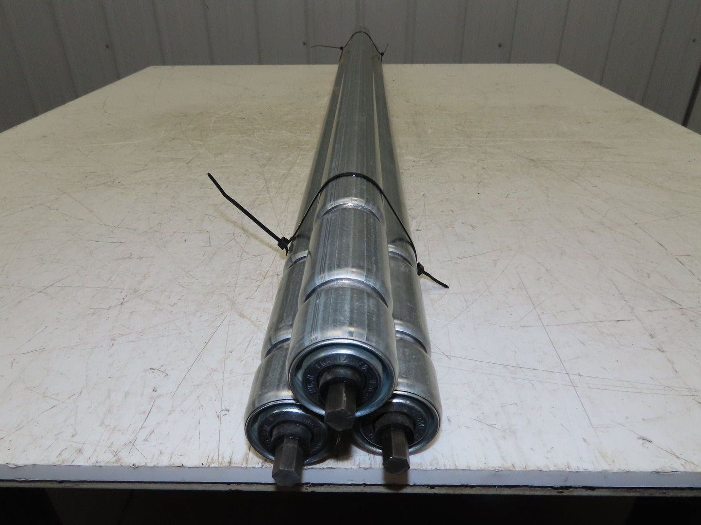 1.9" Conveyor Roller 50"BF Double Groove O-Ring Galvanized Steel  Lot of 3