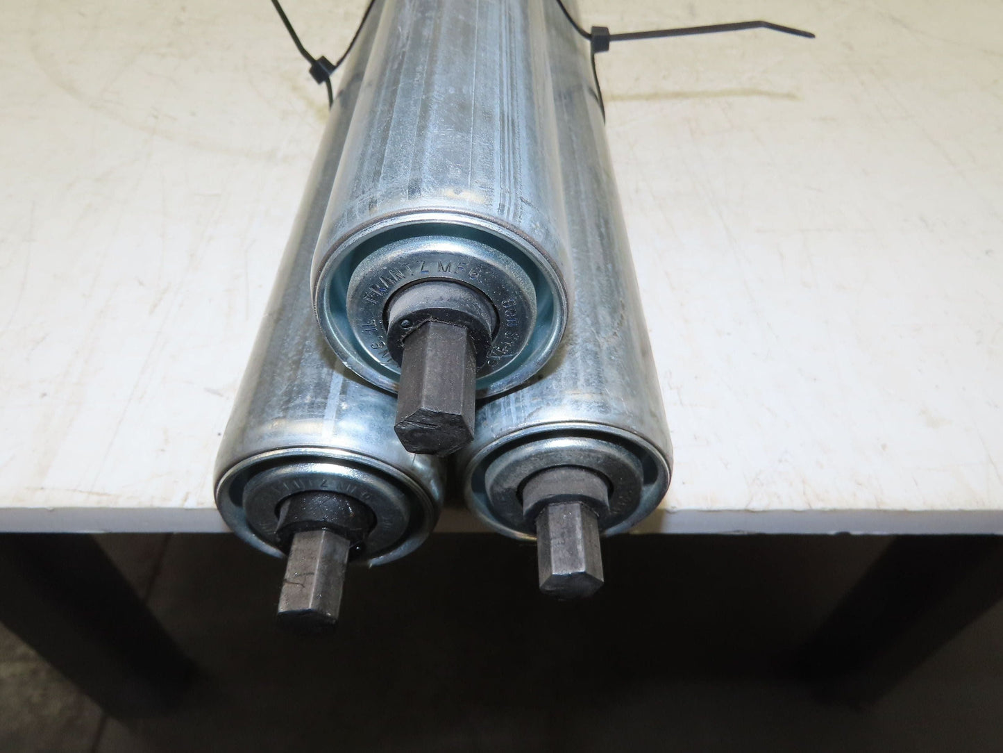 1.9" Conveyor Roller 50"BF Double Groove O-Ring Galvanized Steel  Lot of 3