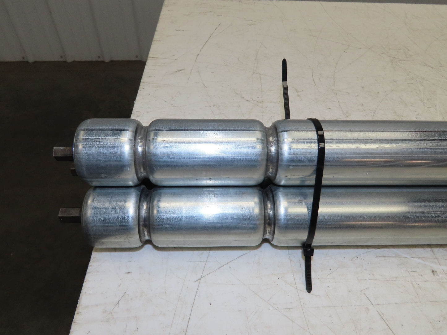1.9" Conveyor Roller 50"BF Double Groove O-Ring Galvanized Steel  Lot of 3