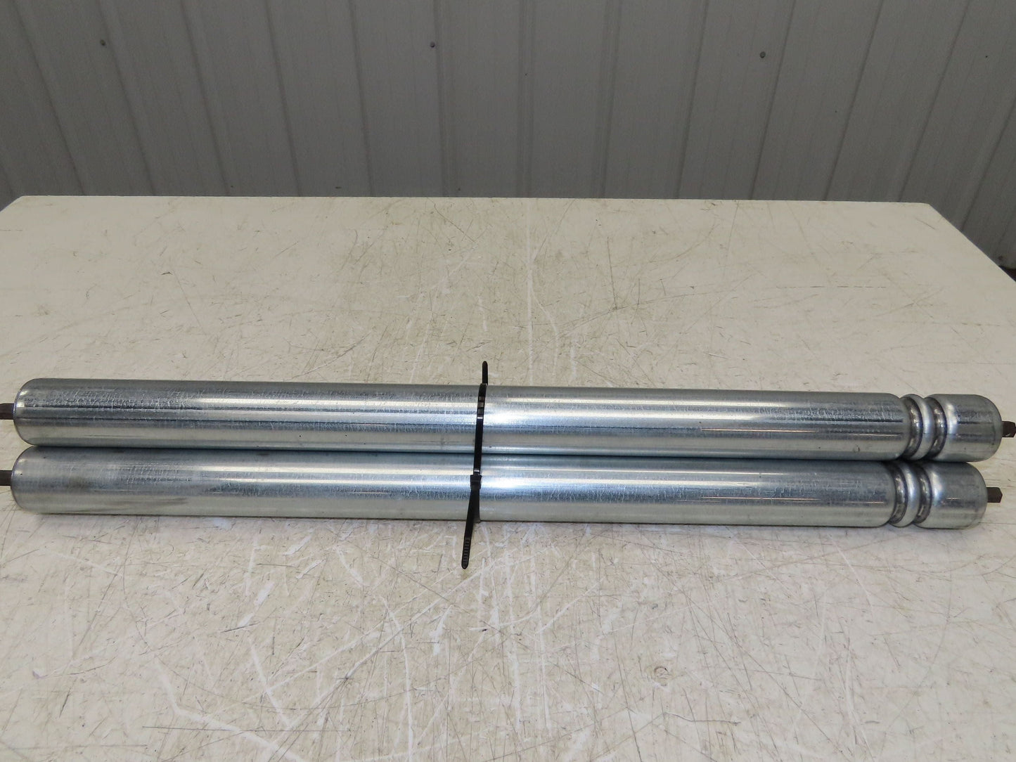 1.9" Conveyor Roller 27"BF Double Groove O-Ring Galvanized Steel  Lot of 3