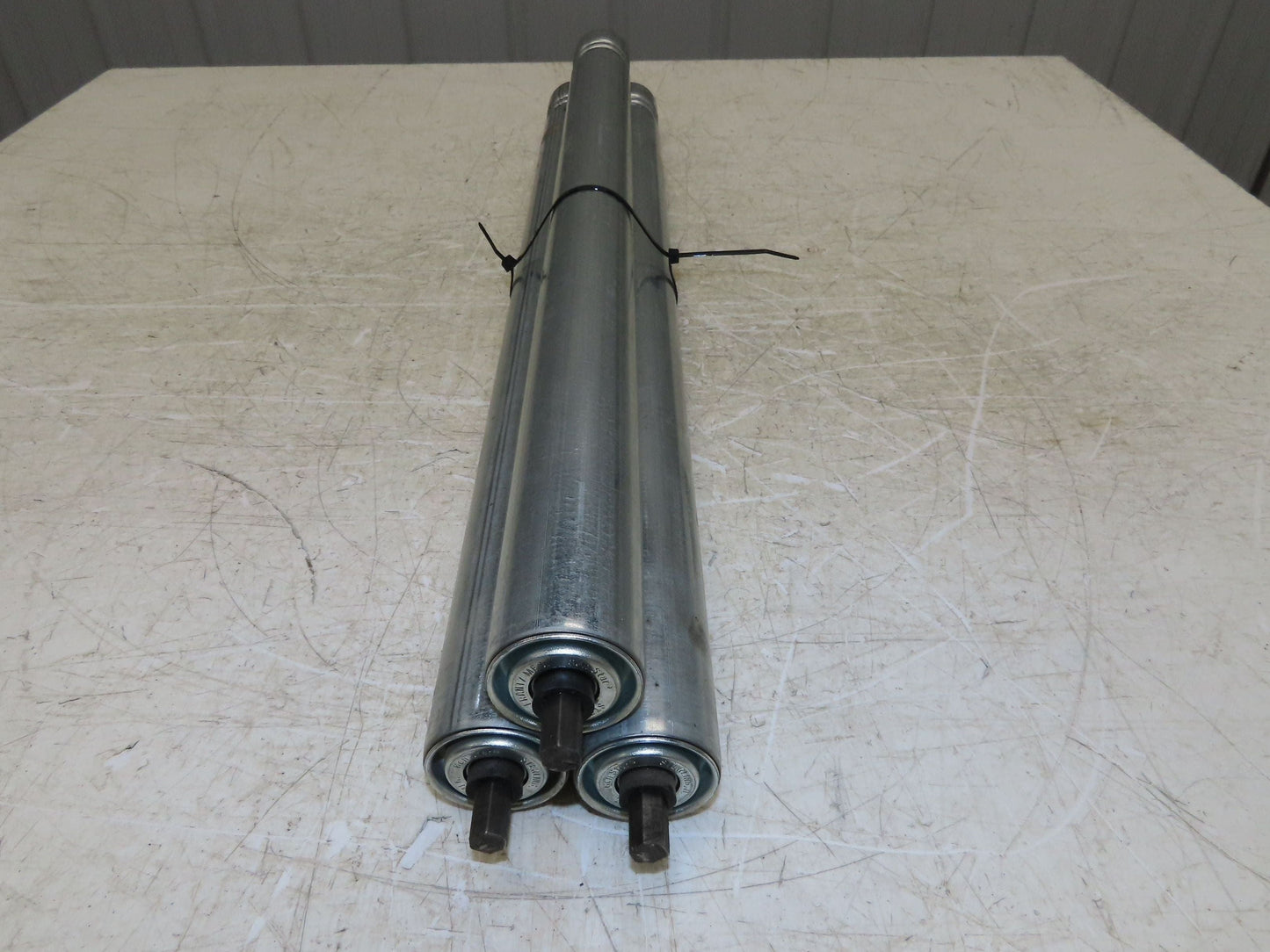 1.9" Conveyor Roller 27"BF Double Groove O-Ring Galvanized Steel  Lot of 3