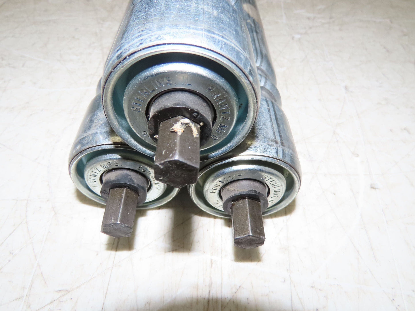 1.9" Conveyor Roller 27"BF Double Groove O-Ring Galvanized Steel  Lot of 3