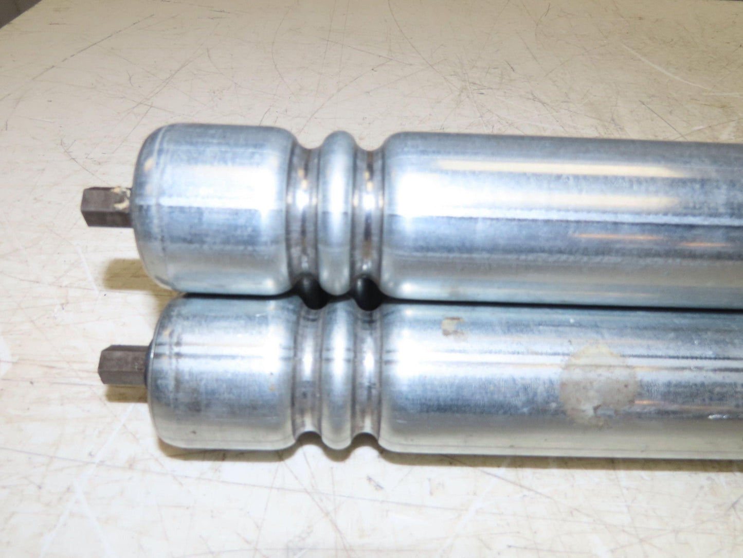1.9" Conveyor Roller 27"BF Double Groove O-Ring Galvanized Steel  Lot of 3