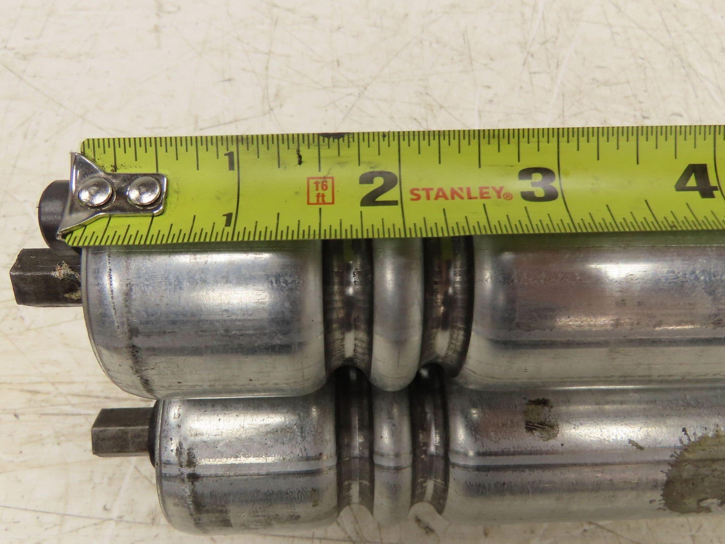 1.9" Conveyor Roller 27"BF Double Groove O-Ring Galvanized Steel  Lot of 3