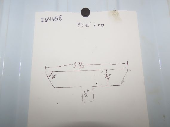 Press Brake Die 93-1/16" Long 3-31/32" Flat 3/4" Thick 60° Edge 1/2" Tang