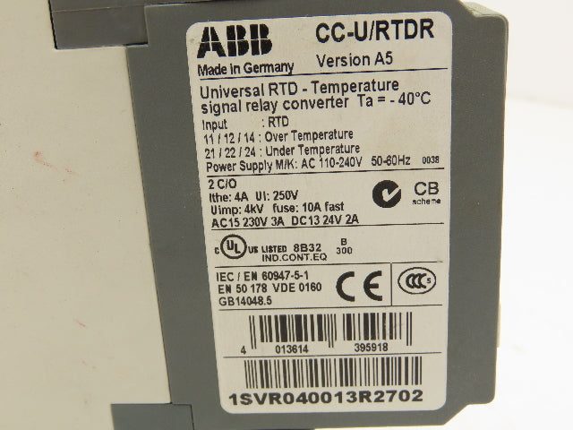 ABB CC-U/RTDR Temperature Signal Relay Converter Module