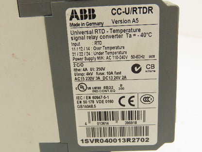 ABB CC-U/RTDR Temperature Signal Relay Converter Module