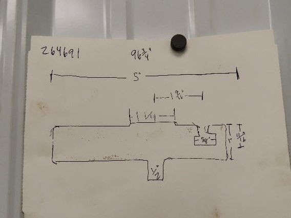 Press Brake Die 96-3/4" Long 5" Wide Flat Die 1" Thick 1/2" Tang