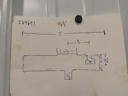 Press Brake Die 96-3/4" Long 5" Wide Flat Die 1" Thick 1/2" Tang