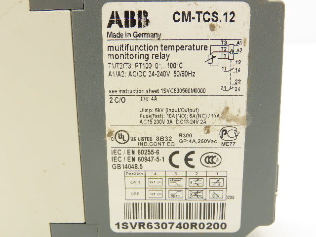 ABB CM-TCS.12 Temperature Monitoring Relay 24V 240V