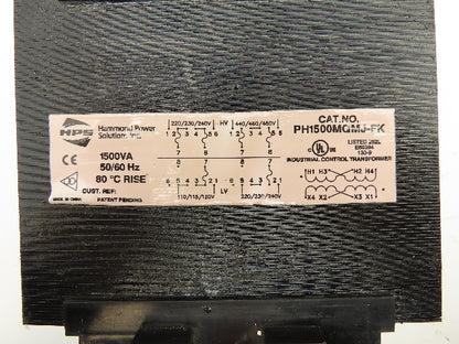 Hammond PH1500MQMJ-FK Industrial Control Transformer 1500VA 120/240V 240/480V