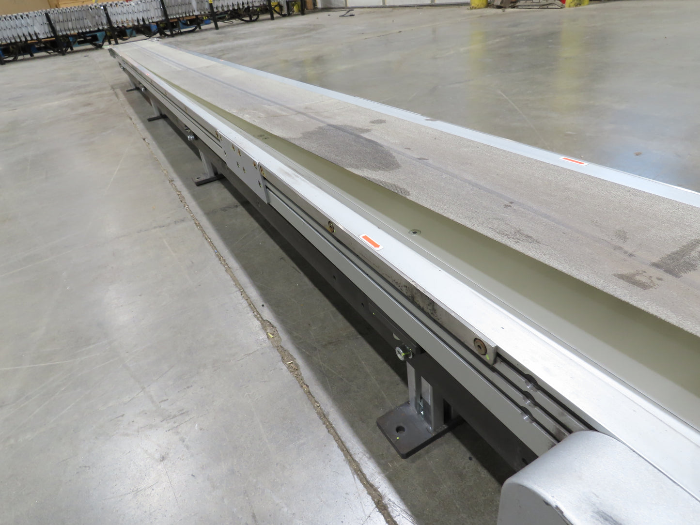 Misumi CVSF-200 Low Profile 8" Belt Conveyor 11' 6"L 230V 3PH End Drive 175fpm